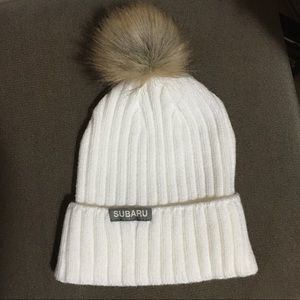 White Subaru Winter Hat